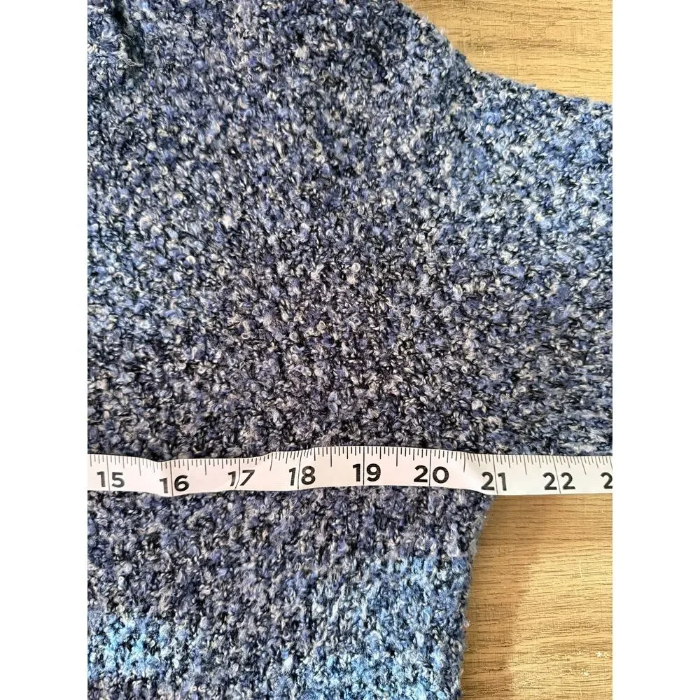 Vtg Peter Carol Blue Bouclé Knit Button Front Cardigan Sweater Small